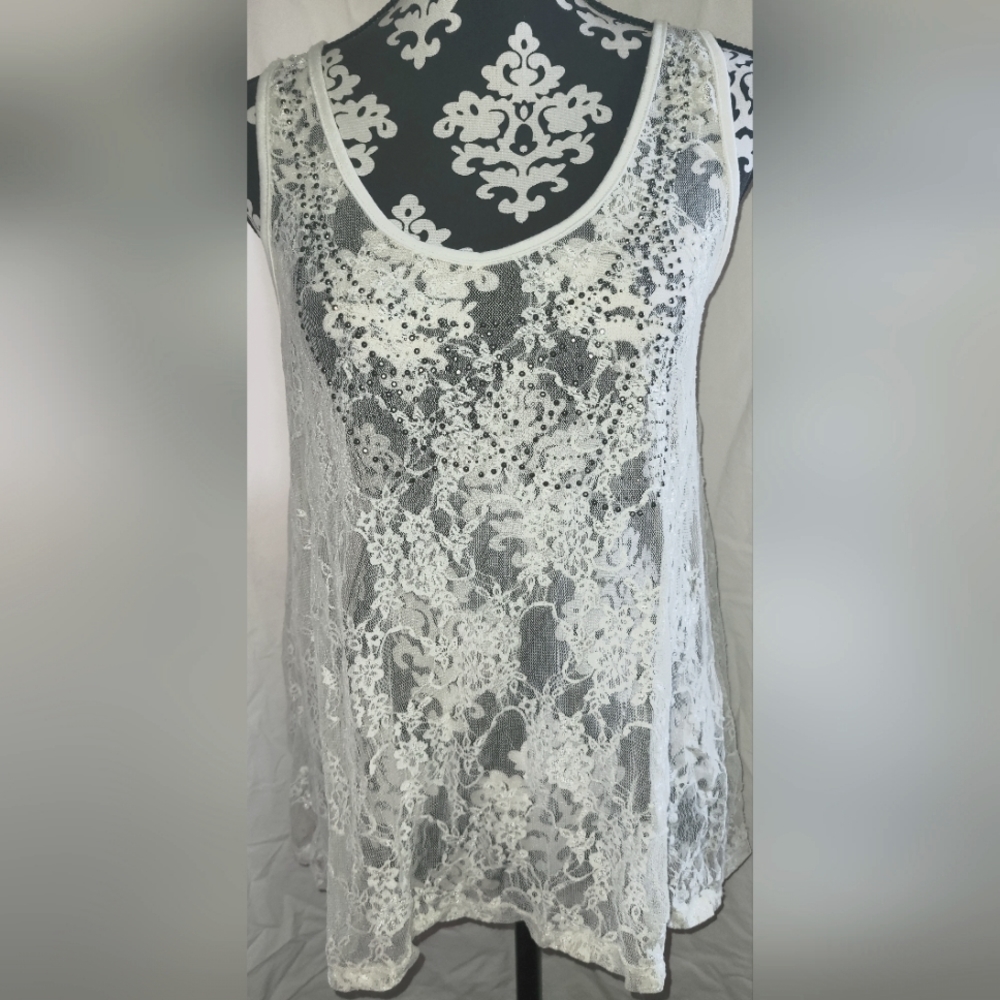 White lace top with studs
